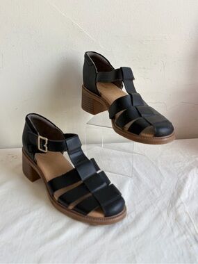 Dr. Scholl's Black Rate Up Day Fisherman Sandals Block Heel Size 8.5